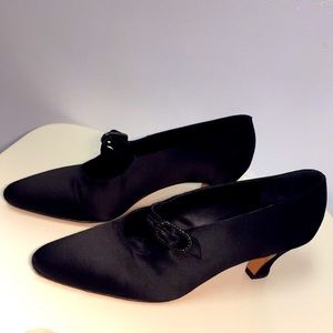 Silvia Fiorentina Black Satin/leather shoes Size 7
